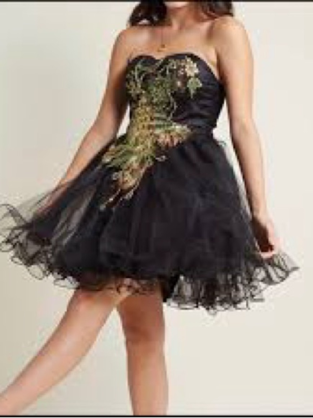 ModCloth homecoming Peacock Tulle Party Dress Size 8 Embroidered Sequin fit - Picture 2 of 9